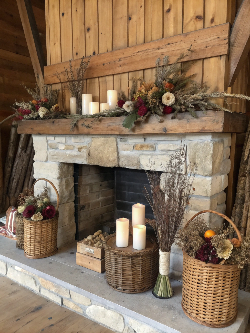 Rustic Fireplace Styling Ideas